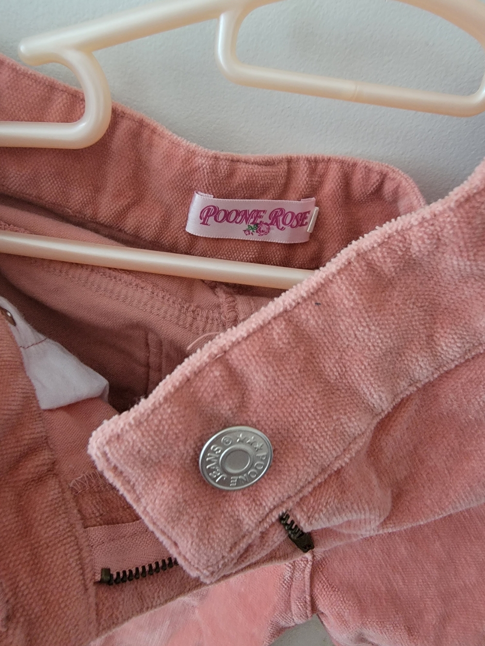Girls Dusty Rose Corduroy Skirt with Crochet Trim Pocket - Picture 3 of 4